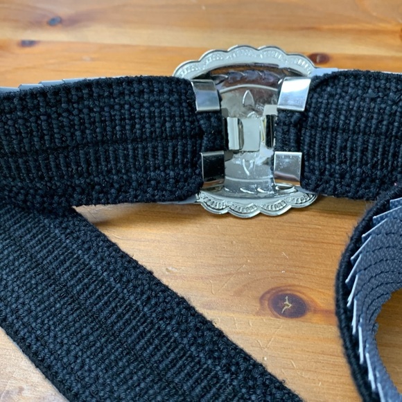 Unbranded Blue Grey Waist Belt w Lightweight Etched Silver  Buckle - Picture 4 of 9